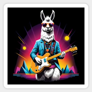 Cool Llama with a Guitar Sticker